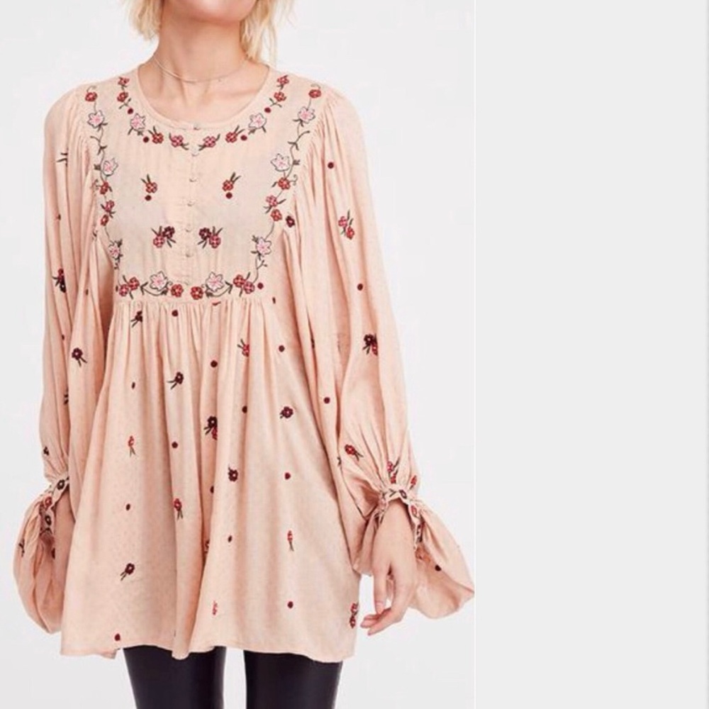 FREE PEOPLE Kiss From A Rose Tunic Top Coral NWT